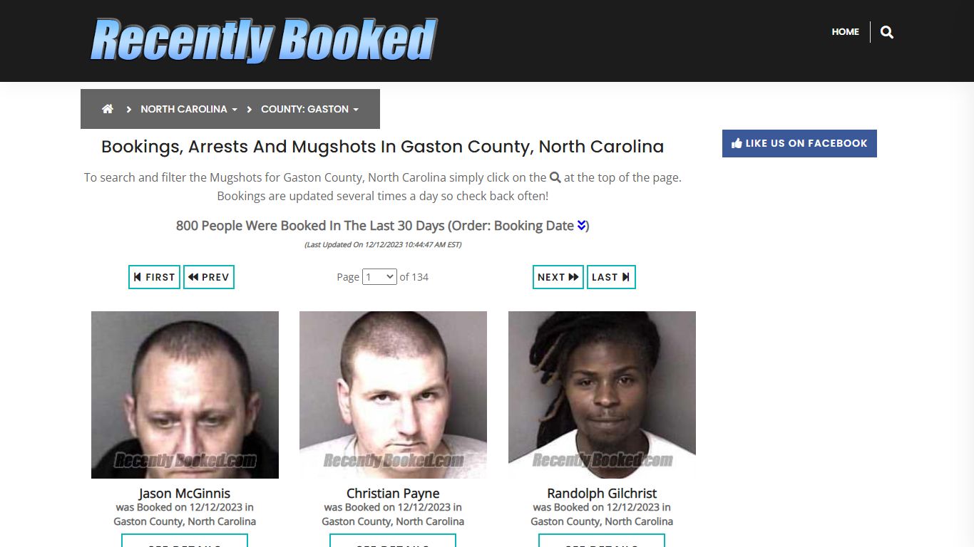 Bookings, Arrests and Mugshots in Gaston County, North Carolina
